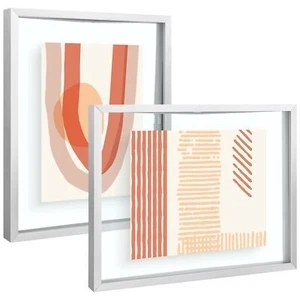 Marco de fotos flotante 8x10 marco de fotos de metal vidrio real plateado paquete de 2 - Imagen 1 de 9