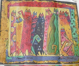 Laurel Burch Canvas Cats Golden Apple Art #N-052 Design Size 17-3/4" x 14" 14Ct - Picture 1 of 6