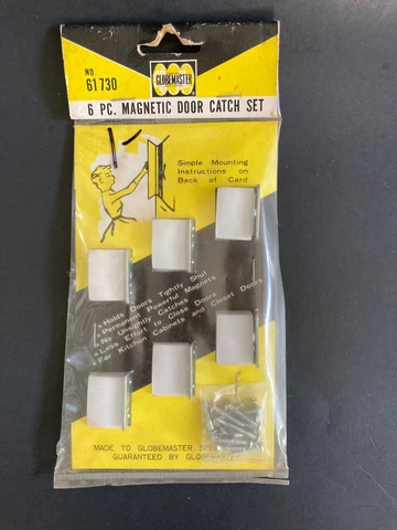 Vintage Globemaster 6 Pc Magnetic Door Catch Set #61730 NOS Sealed Package Cover