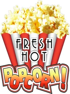 CALCOMANÍA DE VINILO PALOMITAS FRESCAS CALIENTES (ELIGE TU TALLA) TEATROS CARNAVALES FESTIVALES - Imagen 1 de 5