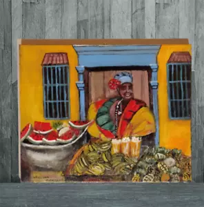 Original Painting Oil on Canvas ''Stall Seller'' signed by Artist - Picture 1 of 11