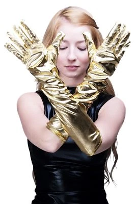 Karneval Handschuhe Damenhandschuhe lang Burlesque Gold Goldfarben Futuresk Z073 - Bild 1 von 3