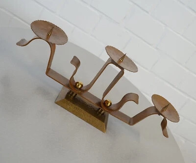 Brutalist Style Kupfer Kerzenständer 3 flammig Ahlström & Ehrich Ära 60er Jahre - Bild 1 von 4