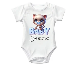 Süßer personalisierter Baby Body mitwachsend Kätzchenmuster - Bild 1 von 1