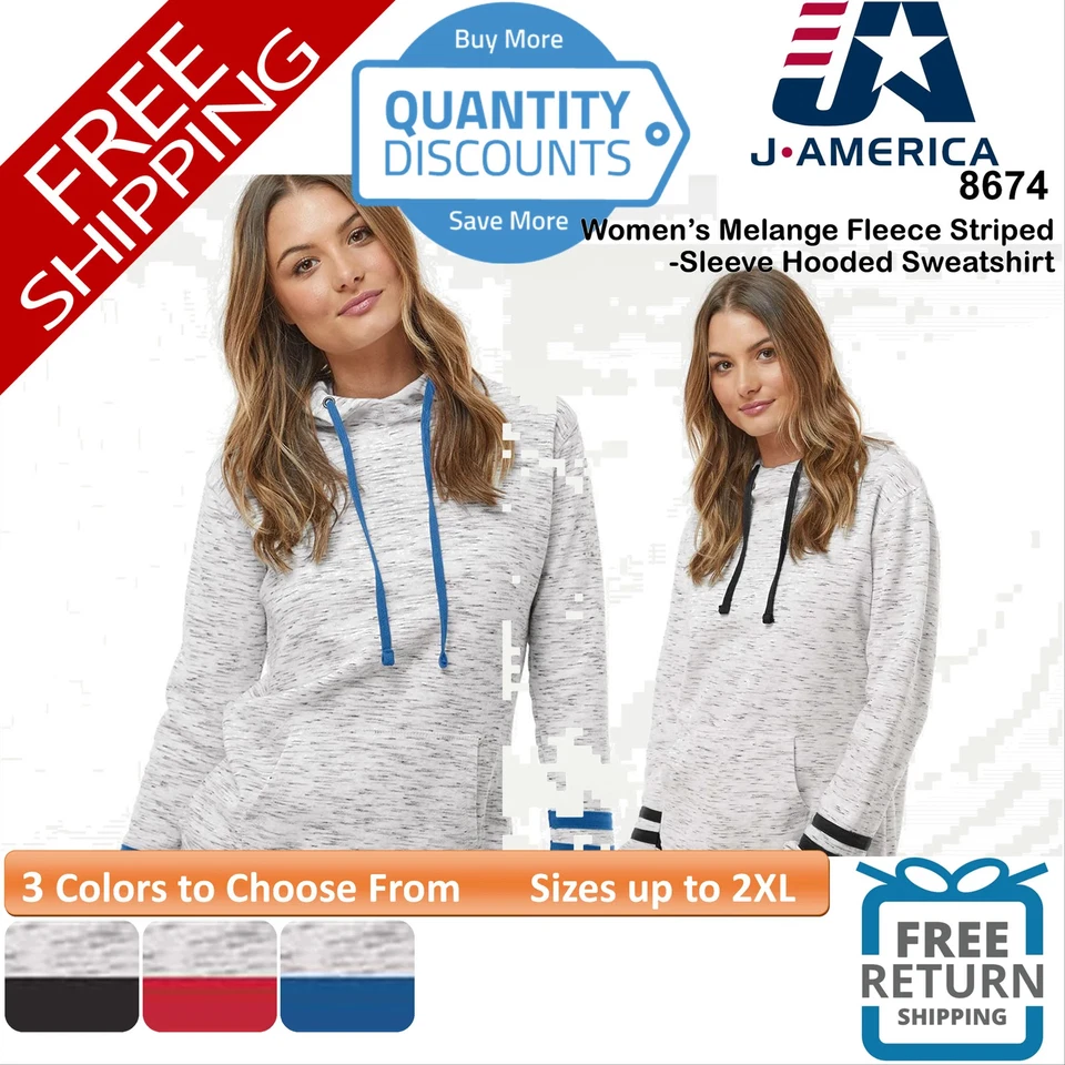 Sudadera con capucha manga a rayas polar j. America para mujer hasta 2XL 8674 Foto 1 de 1