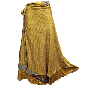 Wrap around Skirt Maxi Silk Blend Recycled Beach Holiday One Size 8 10 12 14 16 - Picture 1 of 7