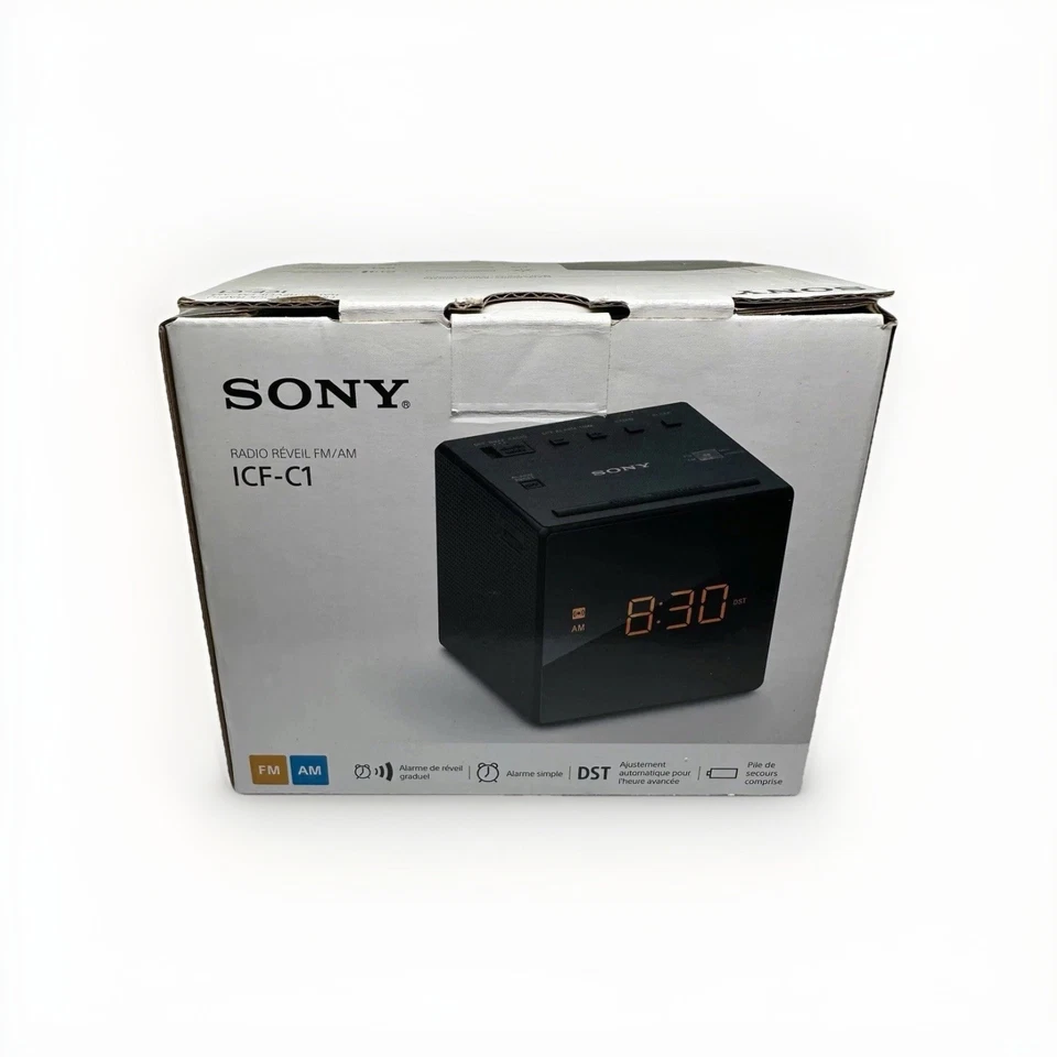 Sony FM/AM Clock Radio Black Model ICF-C1 | Like New In Open Box - Image 1 of 1