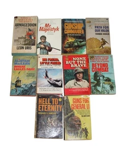 Vintage War Paperback Books WWII 1960's 70's Vietnam Cold War Lot Of 10 Books - Picture 1 of 6