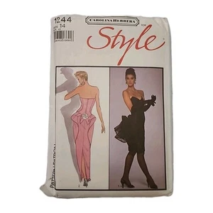 Carolina Herrera Style Sewing Pattern 1244 Formal Evening Dress 6-16 Vintage 90s - Picture 1 of 6