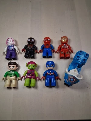 Lote 7 figuras Lego Duplo Marvel Spiderman Ironman Capitán América Duende Verde Foto 1 de 4
