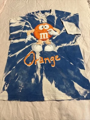 M&Ms  Original T-Shirt 2011 Unisex Rare Size Lg Blue Tie Dye with Orange M&M - Image 1 of 4