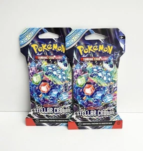 Pokémon TCG Scarlet & Violet Stellar Crown 2 Sleeved Booster Packs - Picture 1 of 3