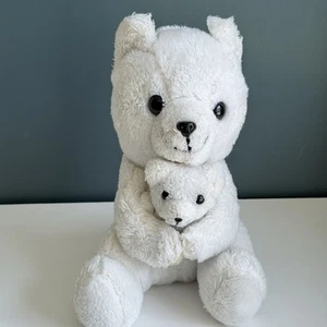 Vintage Dakin Nature Buddies Plush Mom & Baby White Polar Bears Set 1977 10" T46 - Picture 1 of 10