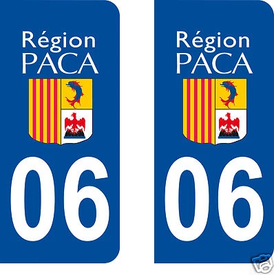 SAFIRMES 2 STICKERS AUTOCOLLANTS PLAQUE D'IMMATRICULATION DEPARTEMENT 06 Alpes Maritimes