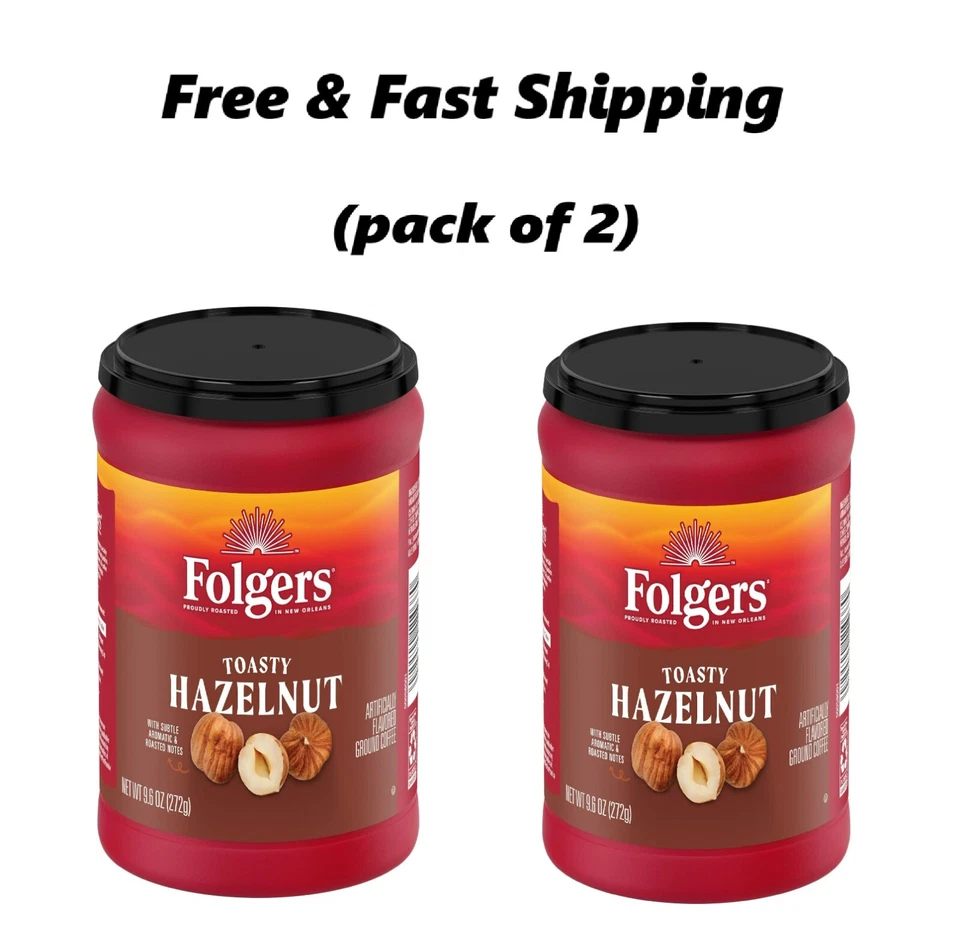 Folgers Toasty Hazelnut Artificially Flavored Ground Coffee, 9.6 oz. (Pack of 2) - Image 1 of 1