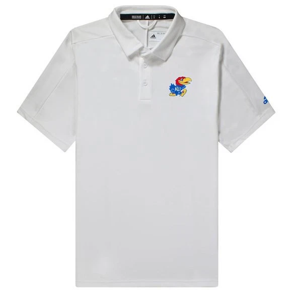 Mens Adidas NCAA Kansas Jayhawks GameMode Football Polo White Sz 2XL