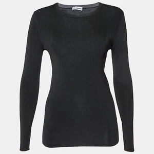 Balenciaga Black Jersey Logo Detail Crew Neck Sweater L - Picture 1 of 6