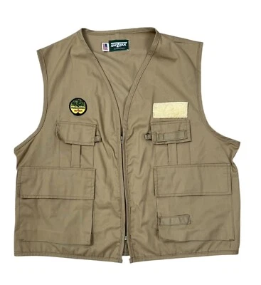 VTG Saf T Bak Mens Fishing Vest Woods Goods Patch Khaki Tan Sz 2XL USA NWOT! - Image 1 of 4