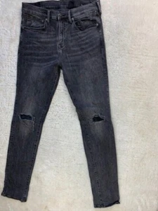 H&M Mens Jeans Size 34x33 Black Wash Stretch Slim Leg Distressed - Picture 1 of 3