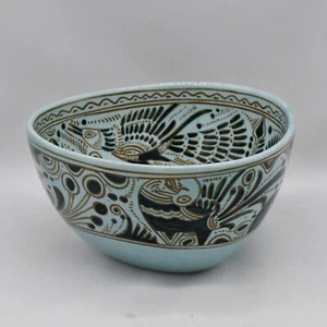 Vintage Felix Tissot Ceramica Taxco Mexico Volkskunst türkis Fantasia Keramik Schale - Bild 1 von 8