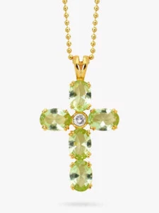 Eclectica Vintage Swarovski Crystal Cross Pendant Necklace, Gold RRP £65 - Picture 1 of 4