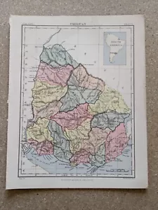 c1895 map of Uruguay antique vintage Britannica 9th - Picture 1 of 2