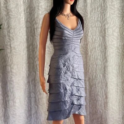 Vintage Y2K Adrianna Papell Metallic Purple/Gray Layered Formal Dress Fairy Sz 4 - Image 1 of 4