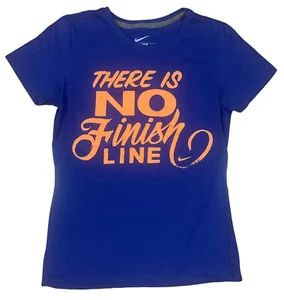 NIKE shirt womens MEDIUM slim fit blue “there Is No Finish Line” - Picture 1 of 5