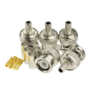 100X 50 Ohm BNC Crimp Solder Male Connector for RG58 RG142 LMR195 Cable Low Loss - Picture 1 of 5