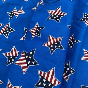 2 Yards Blue American Flag Red White & Blue Glitter Patriotic Cotton Fabric - Picture 1 of 3