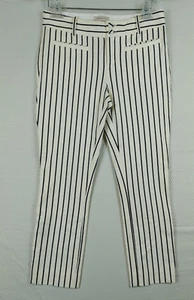 Pantalone Anthropologie a righe essenziali slim cropped blu panna tg 4 29x25 elasticizzato - Foto 1 di 8