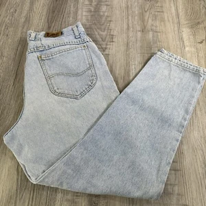 Vintage Lee Acid Wash Mom Jeans Women's Size 13 Petite 90s Made In USA High Rise - Picture 1 of 16