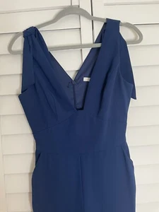 Harlyn Women's Jumpsuit Navy Blue Plunge Wide-Leg Belted, size XSmall - Picture 1 of 4