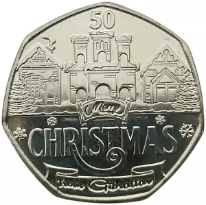 GIBRALTAR 50 PENIQUES 2024 NAVIDAD - CASTILLO UNC - Imagen 1 de 2