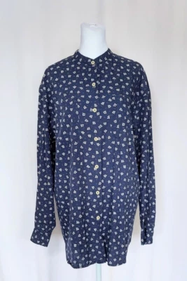 Camisa Eddie Bauer Para Mujer Talla Mediana Manga Larga Botones Azul Blanco Estampado Floral Foto 1 de 4