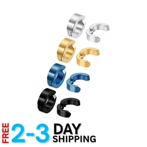 Trendy Non-Piercing Stainless Steel Hoop Earrings Set - 4 Colors for Everyone - Picture 1 of 8