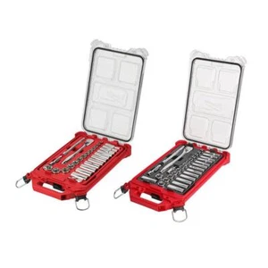3/8 Zoll Antrieb SAE/Metrisch Ratsche und Steckschlüssel Mechaniker Werkzeug Set mit Koffer 60 Stück - Bild 1 von 14