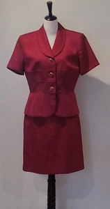 Vintage Lois Snyder DANI MAX Two Piece Red Skirt Suit Women's Size 12 STUNNING!! - Picture 1 of 9