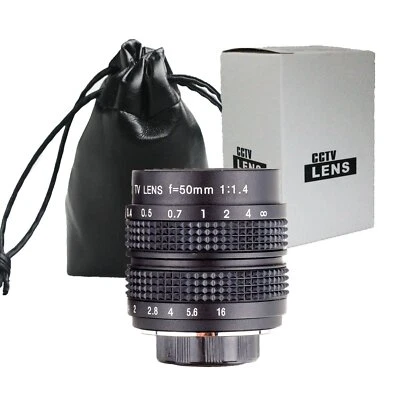 50mm f/1.4 C Mount 2/3" CCTV Lens Body Black for M4/3 NEX P/Q FX EOS M N1 mount - Image 1 of 4
