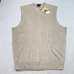 Dockers Mens Sweater Vest sz XL Beige V Neck Stretch Cable Knit Extra Soft NEW - Picture 1 of 13