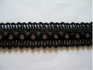 4yds x 5/8" VINTAGE DESIGNER TRIM Belgian BLACK DBL LOOP ZIG ZAG OVERLAY BRAID - Bild 1 von 1