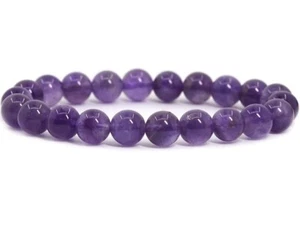 AAA Quality Natural Polished Amethyst Round Beaded Bracelet For Men and Women - Picture 1 of 14