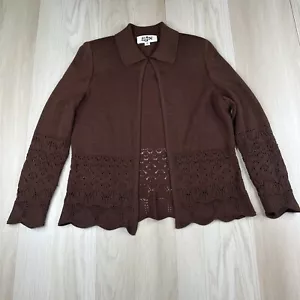 Cárdigan Suéter Colección St John Crochet Mujer’s Talla 10 Marrón Chocolate - Imagen 1 de 11