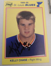 Kelly Chase St Louis Blues Kodak 89-90 Autographed card comes with LOA