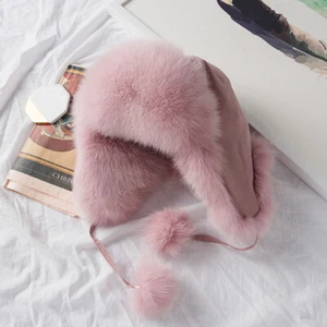 Women's Real Fox Fur Hat Russian Ushanka Hat Aviator Trapper Hat Winter Warm Cap - Picture 1 of 22