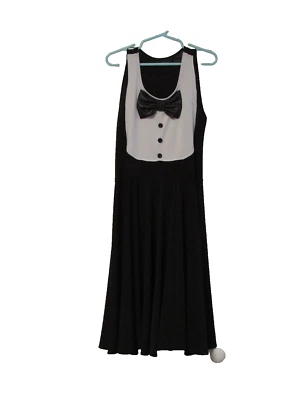 女孩 10 码黑色燕尾服连衣裙旋转裙领结无袖服装正式 — 第 1/4 张图片