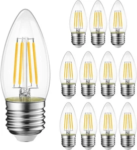 LVWIT B11 LED Filament Bulb E26 Candelabra 12 Count(Pack of 1), Warm White  - Picture 1 of 6