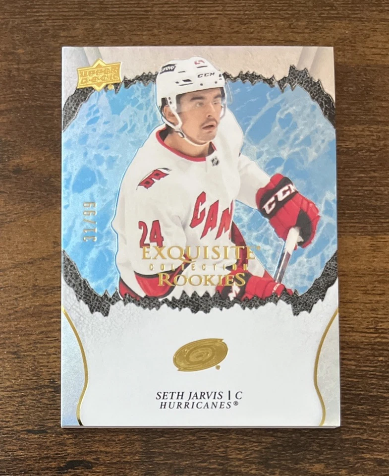2021 UD Ice Exquisite Collection Blue /99 Spectrum Seth Jarvis Rookie RC #R-35 - Image 1 of 2
