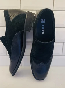 Toto schwarz Leder/Wildleder erhöht Lift elegante Oxford-Schuhe 2,2 Zoll Herren 8 - Bild 1 von 5