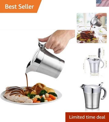Gravy Boat Stainless Steel Double Insulated Sauce Jug 16 oz Perfect for Thank... - Image 1 of 4